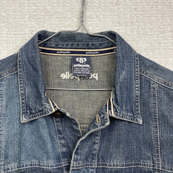VTG PELLE PELLE Marc Buchanan Denim Jean Jacket Men XL Y2K Distressed 1978 - Picture 5 of 15